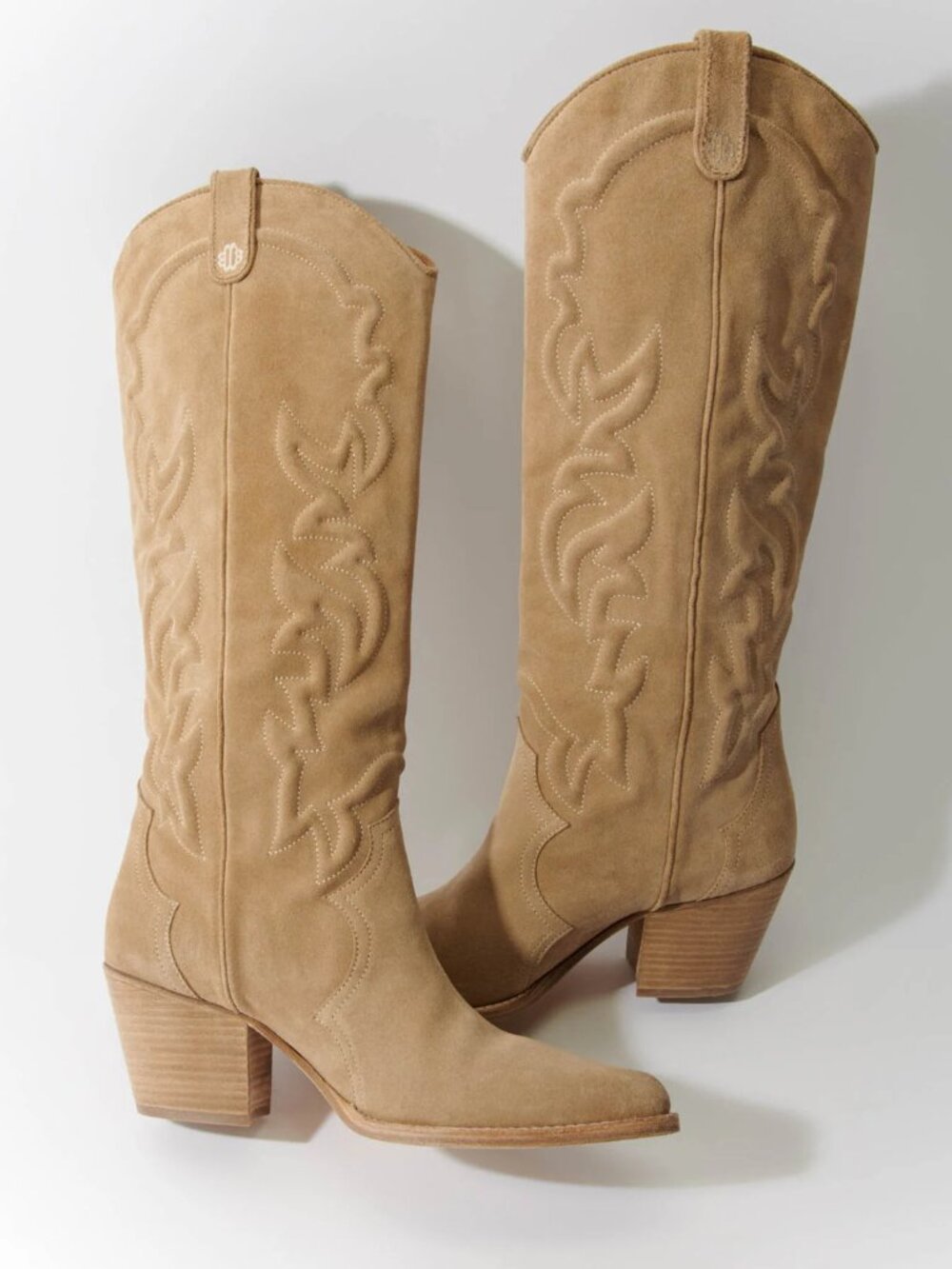 maje Embroidered Leather Cowboy Western Boots